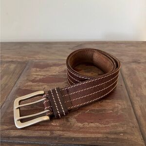 Aeropostale Y2K brown leather casual belt double prong unisex men M‎ 39”